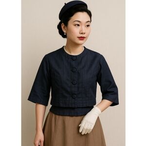 Elegant  1950's Navy Women's Blazer